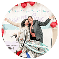 A mom, abuela and granddaughter attend a JBF sale in Dallas. Abuela is holding a babyseat.